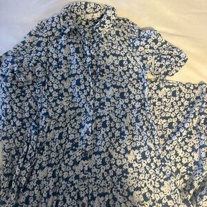 Mango Blue and White Floral Shirt